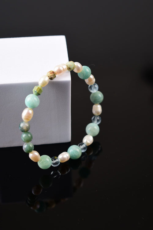 Amazonit - İnci - Topaz Doğal Taş Bilekliik - Görsel 5 - Safnaturel