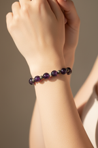 Ametist (10 mm) & Pirit (6 mm) Doğal Taş Gümüş Aparatlı Bileklik