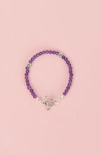 Ametist Doğal Taş 925 Ayar Gümüş Kapama Bileklik - Ayışığı Koleksiyonu