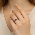 Ametist Doğal Taş 925 Ayar Gümüş Yüzük