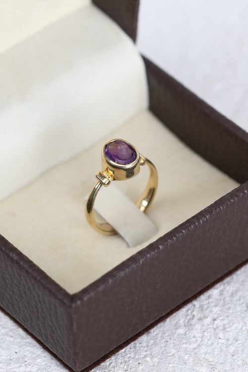 Ametist Doğal Taş 925 Ayar Gümüş Yüzük