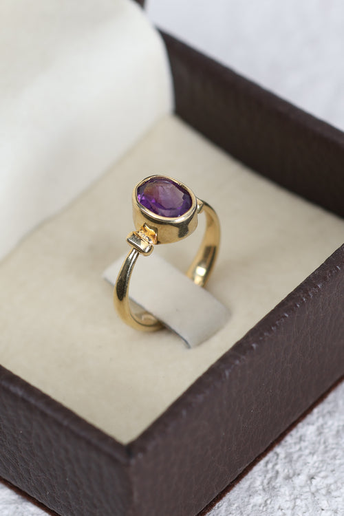 Ametist Doğal Taş 925 Ayar Gümüş Yüzük