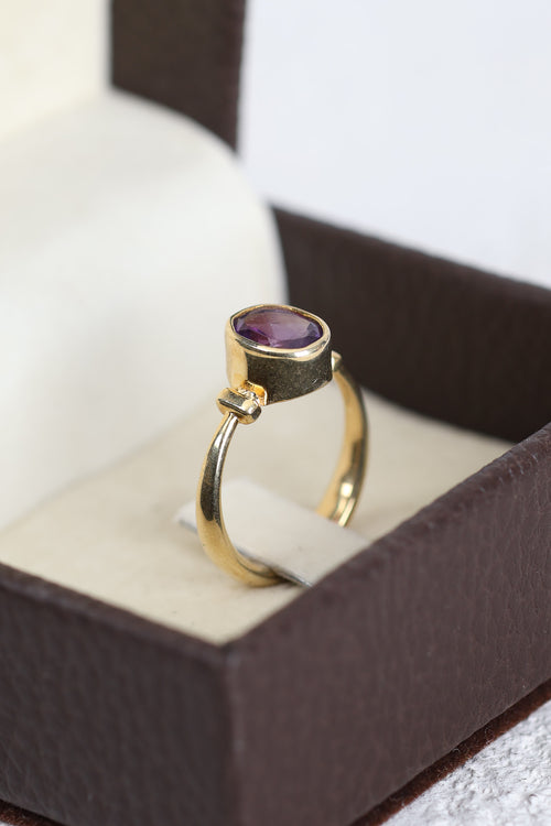 Ametist Doğal Taş 925 Ayar Gümüş Yüzük