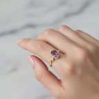 Ametist Doğal Taş 925 Ayar Gümüş Yüzük