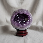 Ametist Doğal Taş Ahşap Standlı Küre