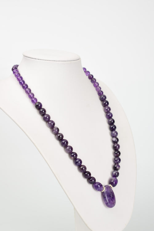 Ametist Doğal Taş Gümüş Tasarım Kolye