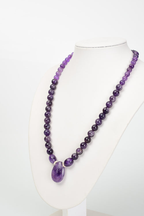 Ametist Doğal Taş Gümüş Tasarım Kolye