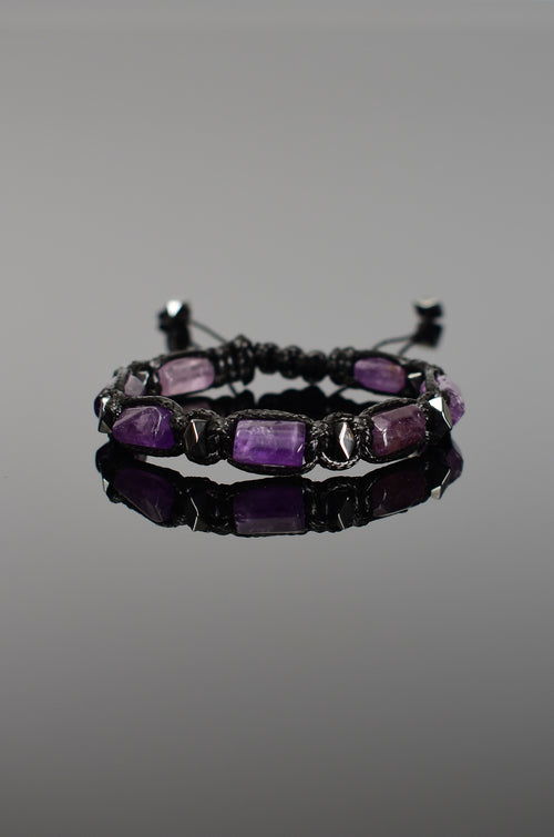 Amethyst Natural Stone Macrame Design Bracelet