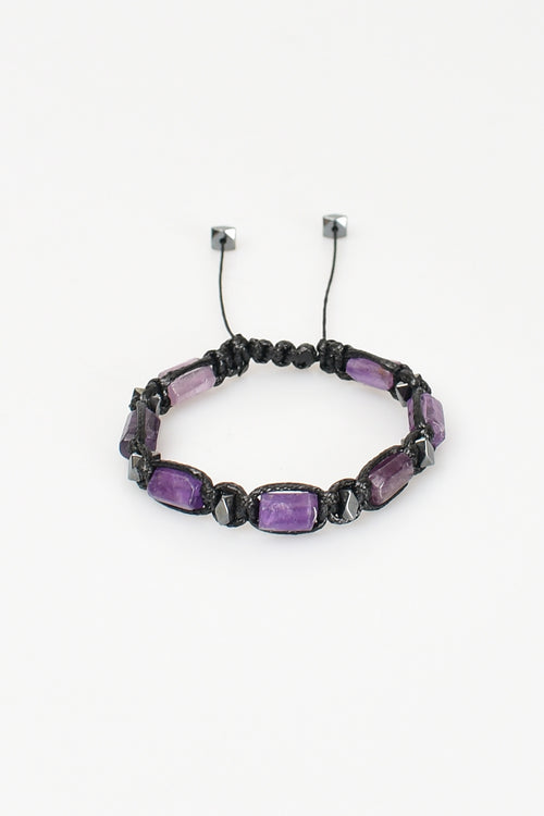Amethyst Natural Stone Macrame Design Bracelet