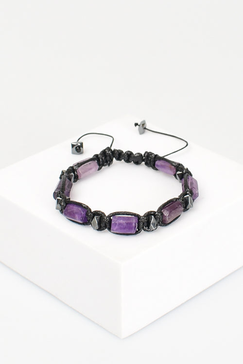 Amethyst Natural Stone Macrame Design Bracelet