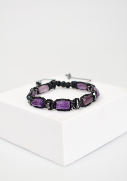 Amethyst Natural Stone Macrame Design Bracelet