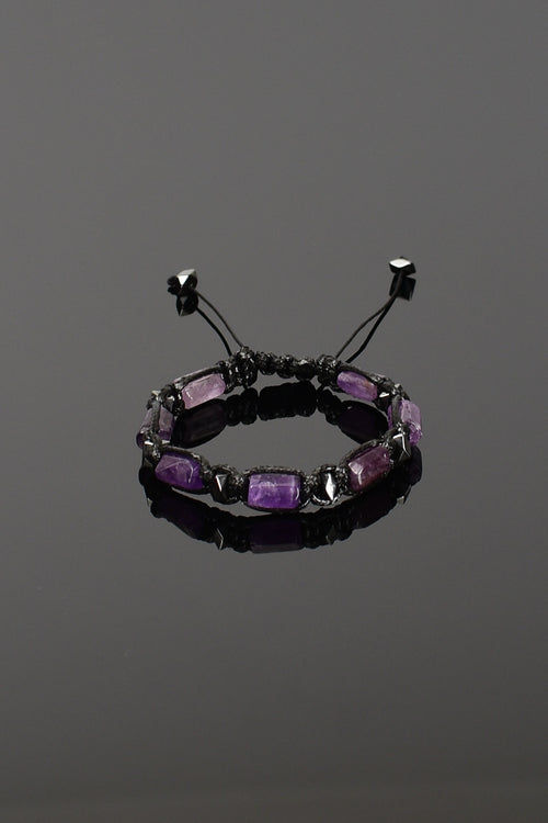 Amethyst Natural Stone Macrame Design Bracelet