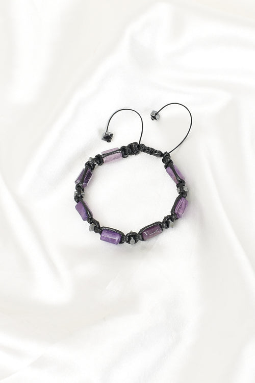 Amethyst Natural Stone Macrame Design Bracelet