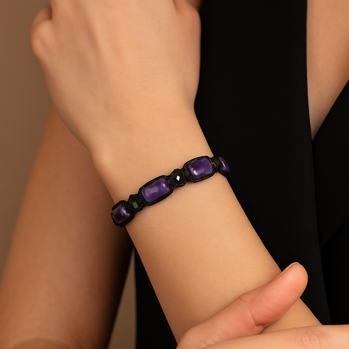 Amethyst Natural Stone Macrame Design Bracelet