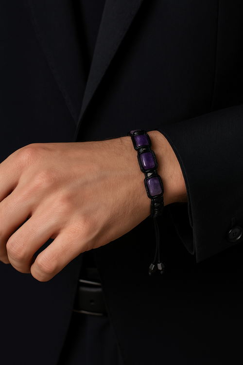 Ametist Doğal Taş Makrome Tasarım Bileklik