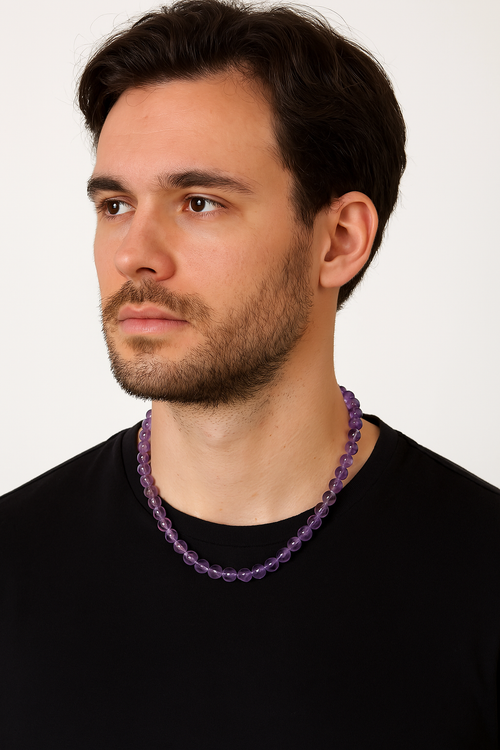 Ametrin Doğal Taş Dizi Kolye 8 mm