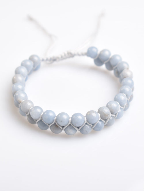 Anjelit 6mm Çift Sıra Makrome Doğal Taş Bileklik