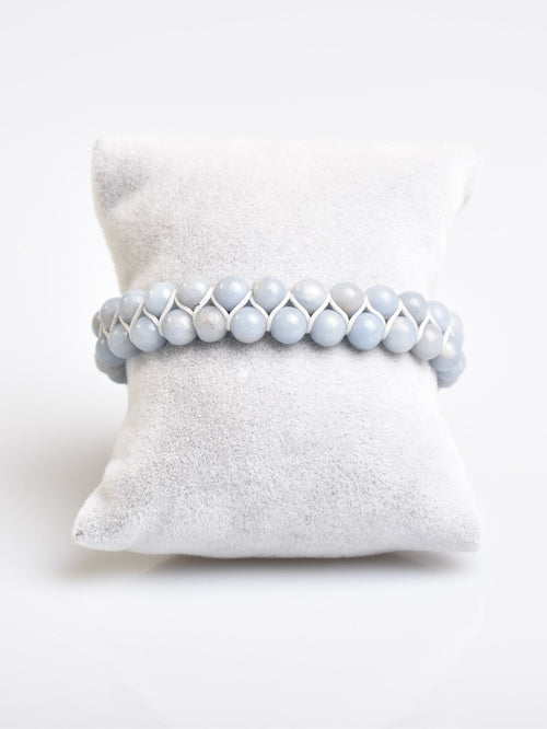 Anjelit 6mm Çift Sıra Makrome Doğal Taş Bileklik