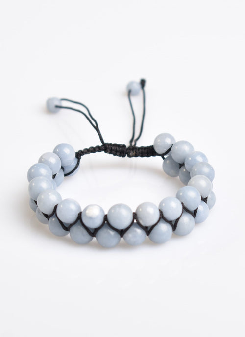 Anjelit 8mm Çift Sıra Makrome Doğal Taş Bileklik