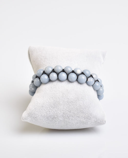 Anjelit 8mm Çift Sıra Makrome Doğal Taş Bileklik