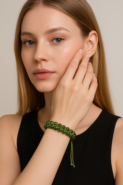 Anyolit 6mm Çift Sıra Makrome Doğal Taş Bileklik