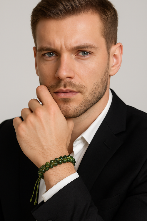 Anyolit 6mm Çift Sıra Makrome Doğal Taş Bileklik