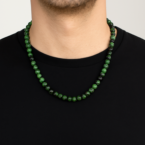 Anyolit Doğal Taş 8 mm Dizi Kolye