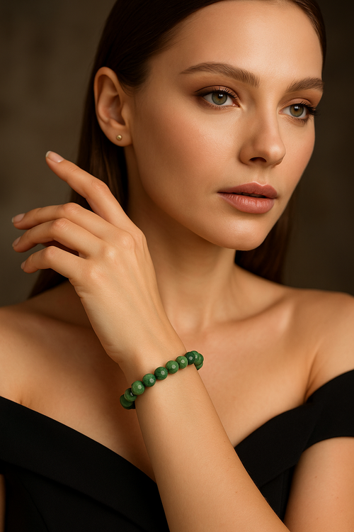 Anyolit Doğal Taş Bileklik 6 mm Küre Kesim