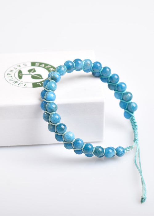 Apatit 6mm Çift Sıra Makrome Doğal Taş Bileklik