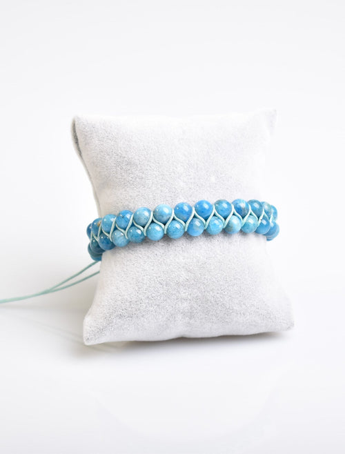 Apatit 6mm Çift Sıra Makrome Doğal Taş Bileklik