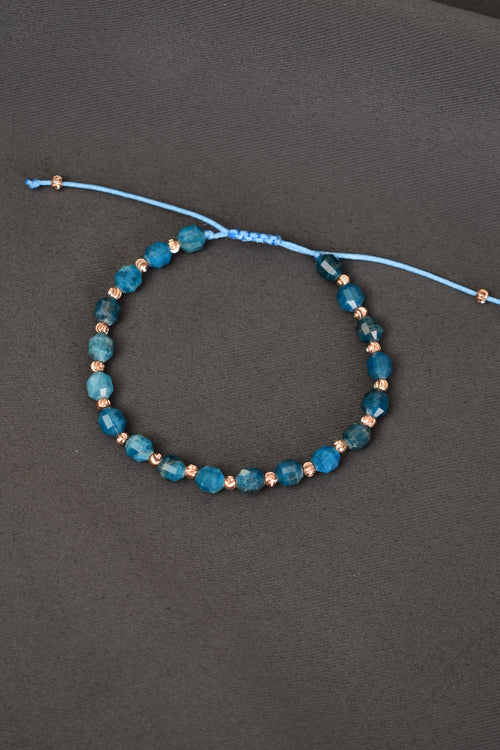 Apatit Doğal Taş Makrome Örme Bileklik Hexagonel Kesim