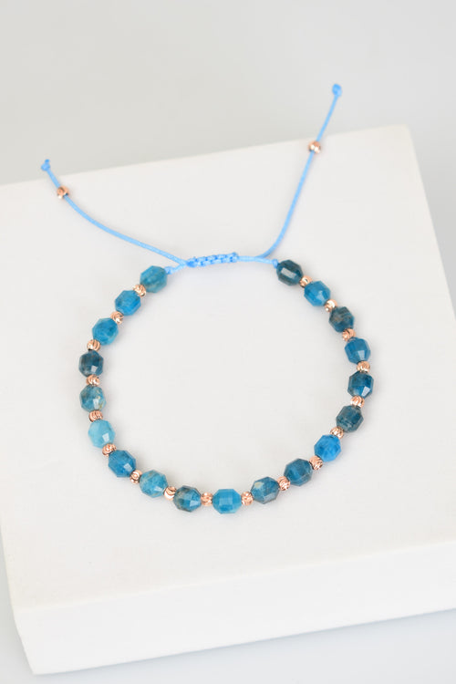 Apatit Doğal Taş Makrome Örme Bileklik Hexagonel Kesim