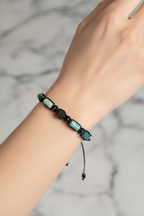 Apatit - Hematit Doğal Taş Zirkon Aparatlı Makrome Bileklik