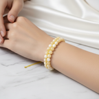 Aragonit 8mm Çift Sıra Makrome Doğal Taş Bileklik