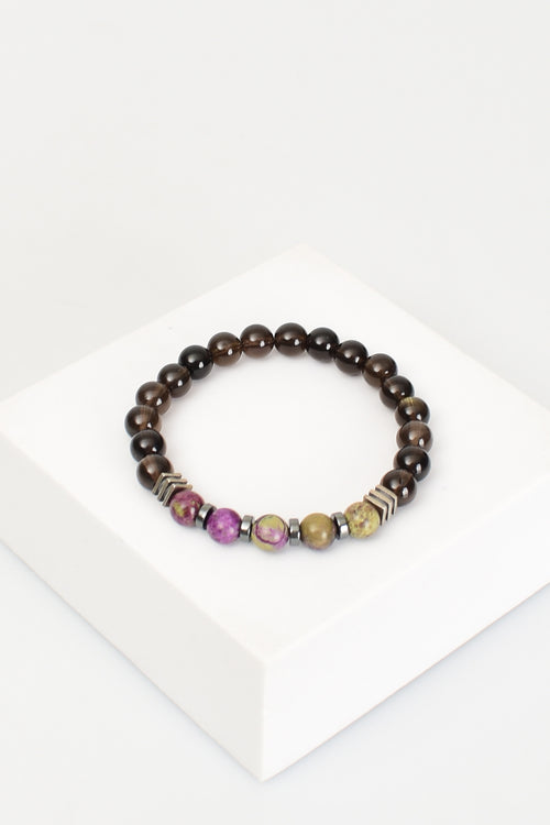 Atlantis - Dumanlı Kuvars Doğal Taş 925 Ayar Gümüş Aparatlı Bileklik