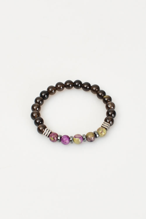 Atlantis - Dumanlı Kuvars Doğal Taş 925 Ayar Gümüş Aparatlı Bileklik