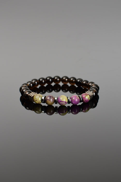 Atlantis - Dumanlı Kuvars Doğal Taş 925 Ayar Gümüş Aparatlı Bileklik