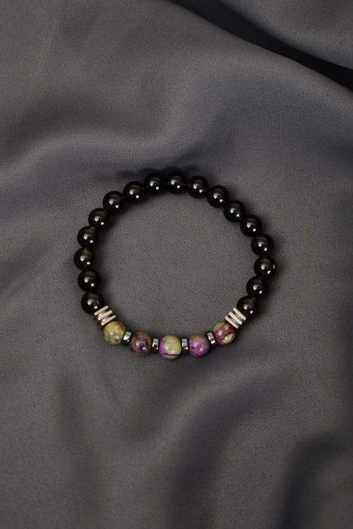 Atlantis - Dumanlı Kuvars Doğal Taş 925 Ayar Gümüş Aparatlı Bileklik