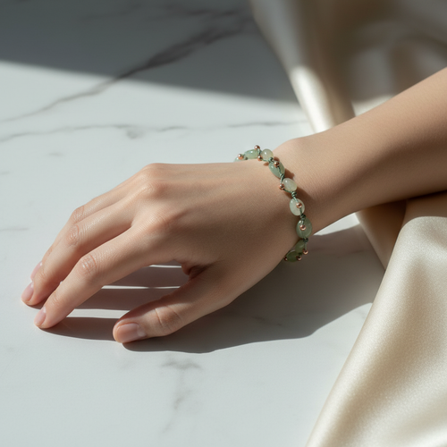 Aventurin Doğal Taş Makrome Bileklik - Görsel 2 - Safnaturel