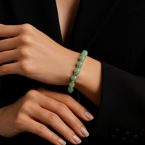 Aventurin Doğal Taş Makrome Örme Bileklik