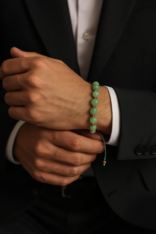 Aventurine Natural Stone Macrame Knit Bracelet