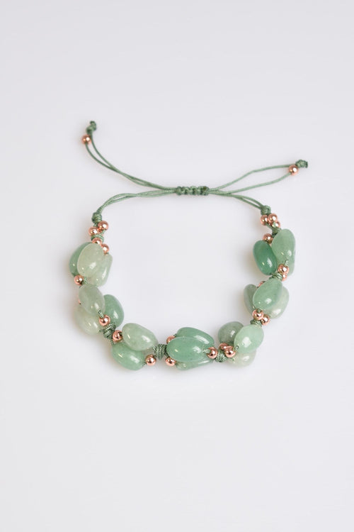 Aventurin Doğal Taş Üçlü Makrome Bileklik