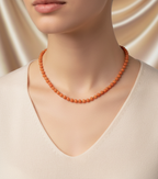 Aventurin Turuncu Doğal Taş 6mm Düğümlü Kolye