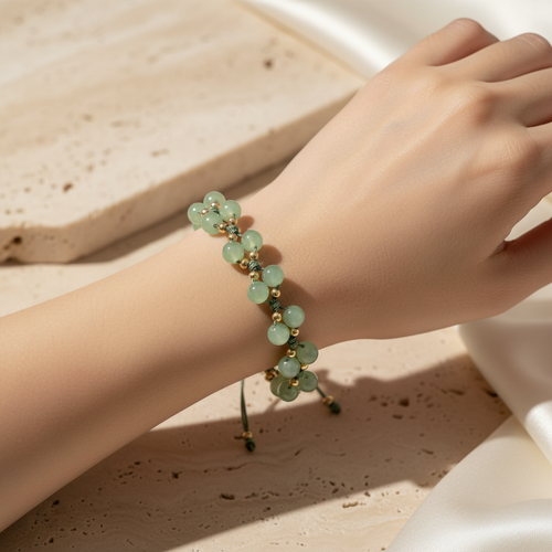 Aventurin Üçlü Makrome Özel Tasarım Bileklik 6 mm