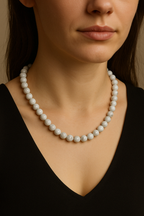 Ay Taşı 8 mm Dizi Doğal Taş Kolye