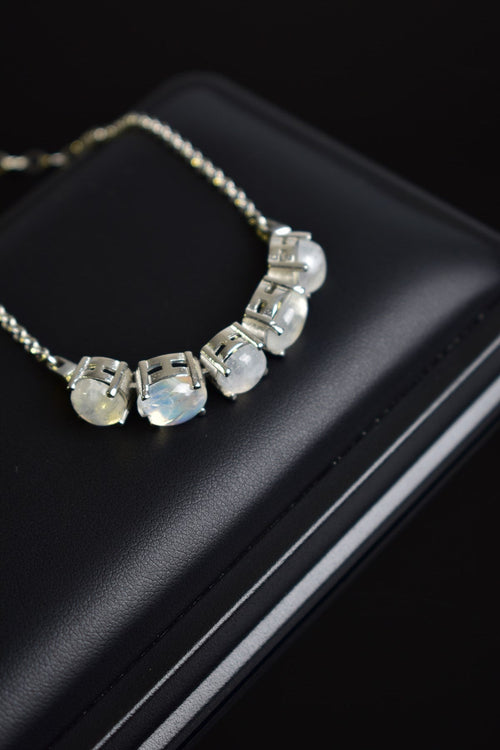 Ay Taşı Doğal Taş 925 Ayar Gümüş Bileklik