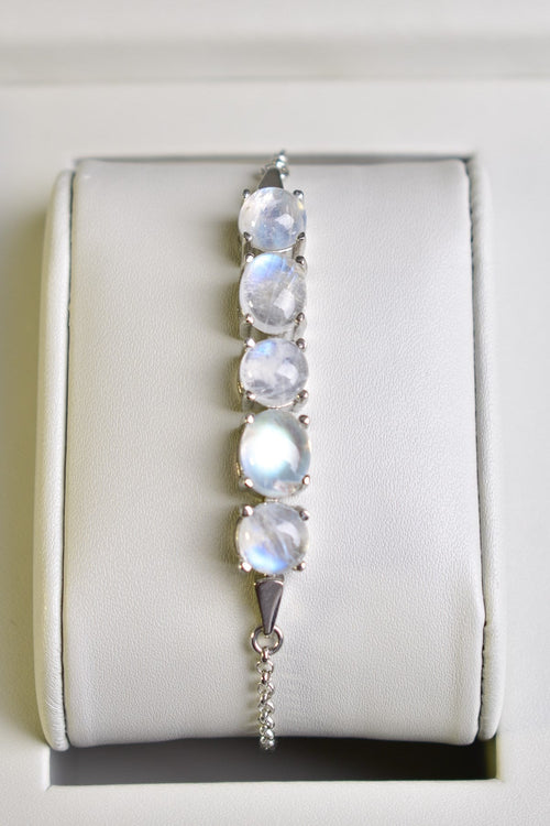 Ay Taşı Doğal Taş 925 Ayar Gümüş Bileklik