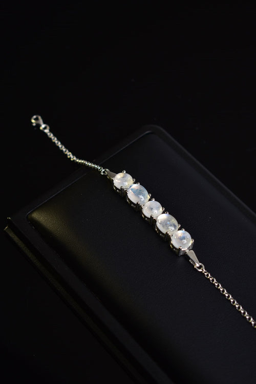 Ay Taşı Doğal Taş 925 Ayar Gümüş Bileklik