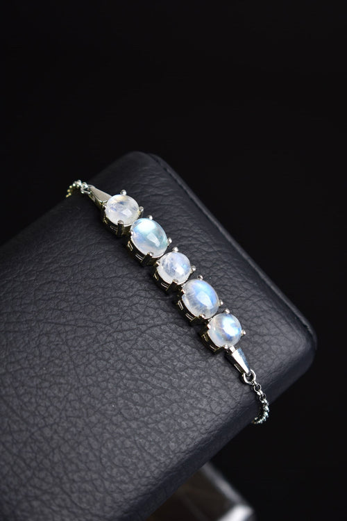 Ay Taşı Doğal Taş 925 Ayar Gümüş Bileklik