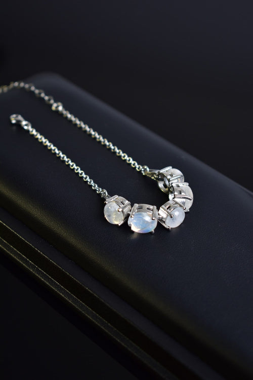 Ay Taşı Doğal Taş 925 Ayar Gümüş Bileklik